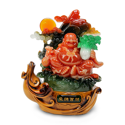 美佳瑞坐拥百财弥勒佛摆件佛工艺品家居招财风水摆设玉佛百才摆件