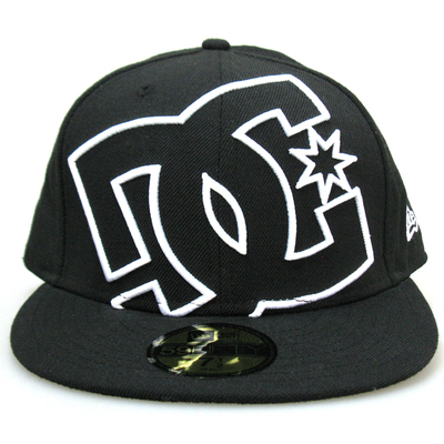 dc正品棒球帽平檐帽封口帽黑色经典白色logo刺绣滑板bmx嘻哈死飞