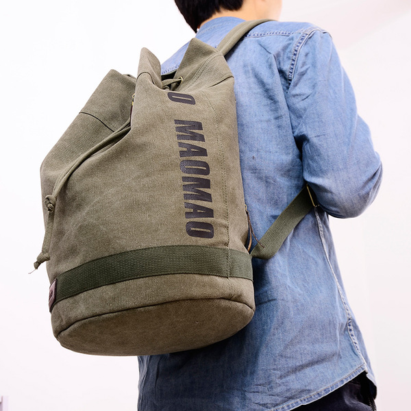 帆布包韩版运动包 马桶包双肩包男 圆桶包旅游背包 户外包 女休闲