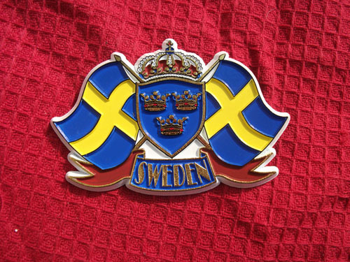 世界旅游纪念冰箱贴 瑞典 国旗 国名 国徽 皇冠 极有特色