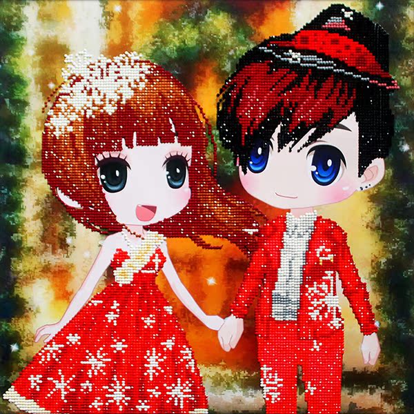新款5d卡通钻石画客厅满钻婚礼喜庆卧室结婚情侣钻石十字绣砖石画
