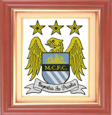 曼城队徽十字绣挂图曼城队标英超俱乐部标志队