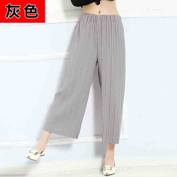 百褶阔腿裤女冬2016新款高腰雪纺阔腿裤女夏九分薄款宽松百搭韩版