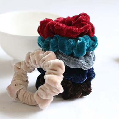 大号老式黑色头绳宽丸子头盘发植绒花布艺中老年扎发圈百搭不缠发