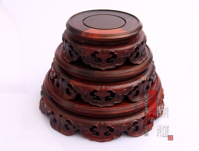 鼎耀 奇石玉石 翡翠玛瑙底座 红酸枝 底座木工艺品圆钟形底座