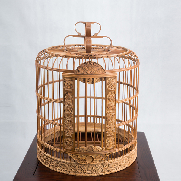 精品老料竹制画眉鸟笼云贵雕花笼经典酒笼八哥贵州笼广笼铜钩葫芦