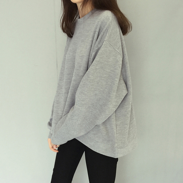 2016秋装新款宽松简约纯色针织衫女学生韩版百搭长袖打底衫上衣潮