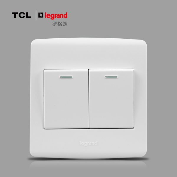 legrand罗格朗86型开关插座雅白面板2开开单单控开关v32-1-2cf1