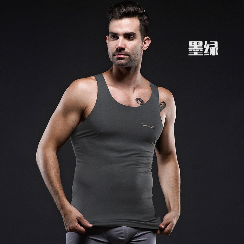 皮尔卡丹背心男士内衣莫代尔 紧身无痕 打底宽肩p539922 p539921