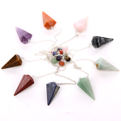 35x18mm灵摆能量石塔罗占卜灵石吊摆 灵气能量愈疗白水晶紫晶粉晶