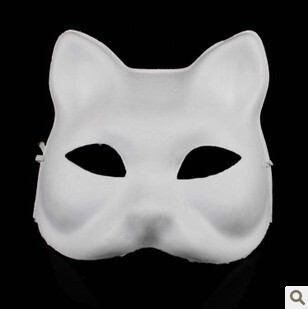 新款阿狸面具 狐狸猫脸面具 纯白色diy彩绘面具 女士半脸面具批发