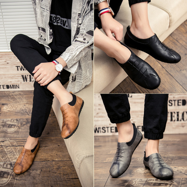 男士小脚牛仔裤子7分9分夏季九分裤搭配男鞋透气豆豆鞋韩版休闲鞋