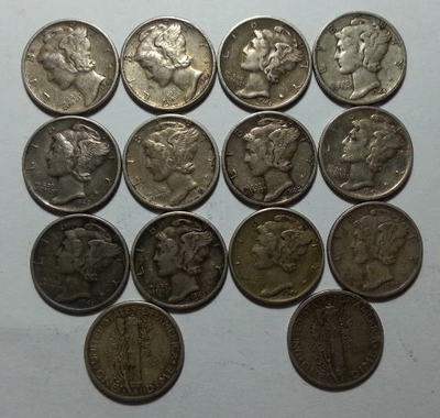 二手【皇冠】美國硬幣 10美分 one dime 1940-44年 銀幣 小飛人 好品