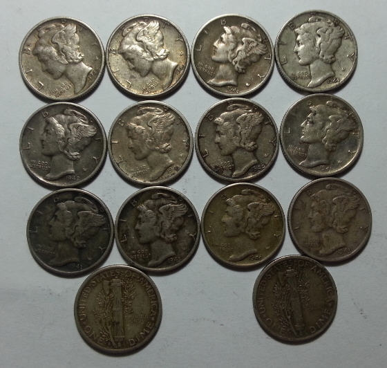 【皇冠】美國硬幣 10美分 one dime 1940-44年 銀幣 小飛人 好品