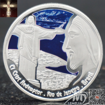 里约地标 南美纪念币 信仰耶稣硬币 基督教银币 收藏幸运礼物币