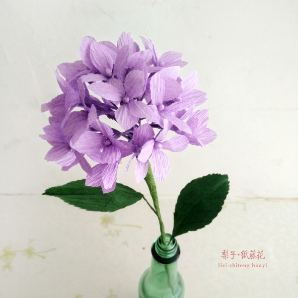 梨子纸藤花艺 皱纹纸绣球花材料包 8枝