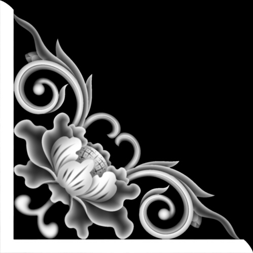 角花灰度图 雕刻图 牡丹花精雕图 浮雕图 家具浮雕图