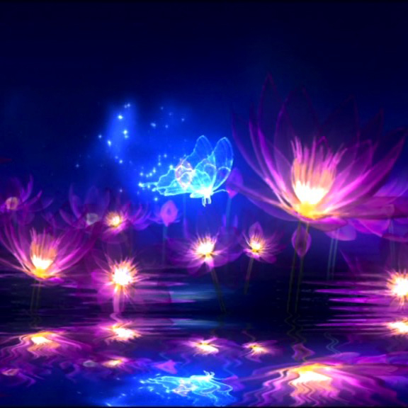 284led大屏幕高清视频素材婚礼梦幻浪漫唯美荷花蝴蝶舞台动态背景