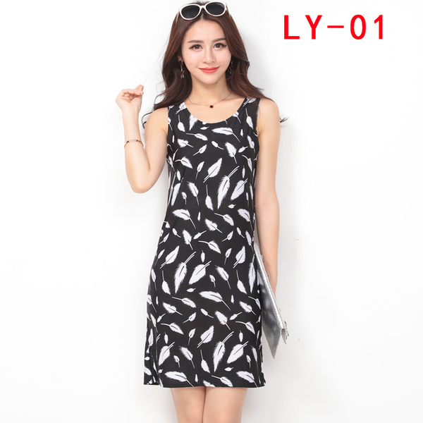 批发女装连衣裙中长款韩国宽松胖MM碎花裙民族风冰丝无袖背心裙夏