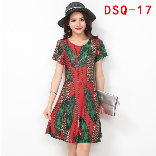 阿里巴巴批发网女装夏季大码冰丝中长款碎花裙A字裙炫民风连衣裙