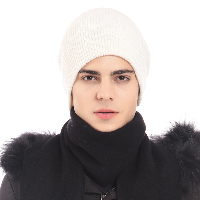 cacuss 纯羊毛情侣帽子男女纯色百搭针织帽保暖帽套头帽秋冬