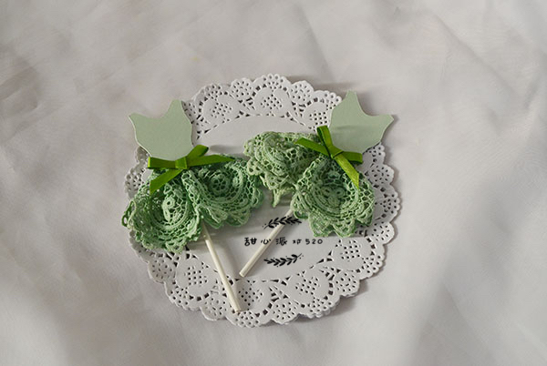 定制新品清新淡淡蒂芙尼绿蕾丝裙蛋糕插牌 创意甜品搭配装饰摆件