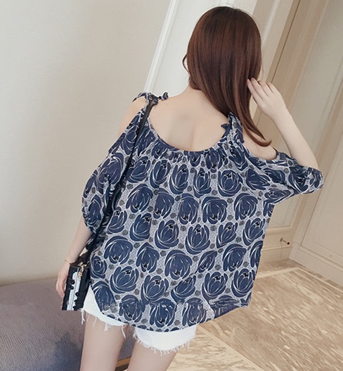 蘑菇街女装潮2017春装新款吊带露肩小上衣雪纺衫女春天衣服姐妹装