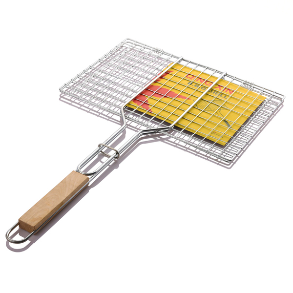 2只包邮不锈钢加粗烤鱼夹子商用工具烧烤网酒店户外大号烤肉网夹