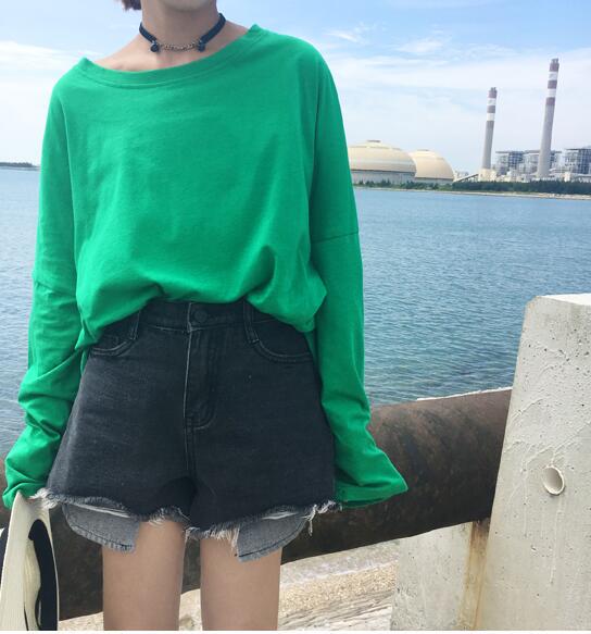 韩版2016春季新款必备基础轻薄宽松长袖T恤防晒衫空调衫多色上衣