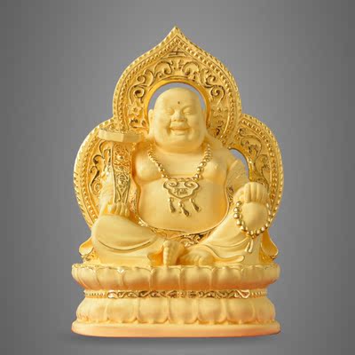 开光绒沙金弥勒佛布袋和尚大肚和尚佛爷背光招财送福家居供奉摆件