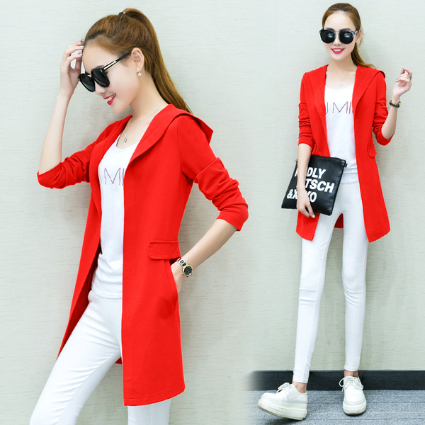 2016秋冬开衫薄披风上衣韩版休闲百搭修身长袖风衣中长款女装外套