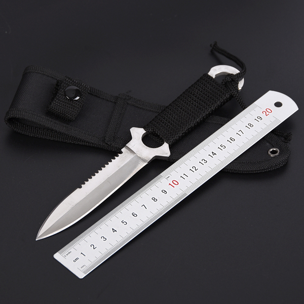 户外装备刀美国绑腿军刀高硬度开刃小直刀潜水刀绑带刀 防身用品