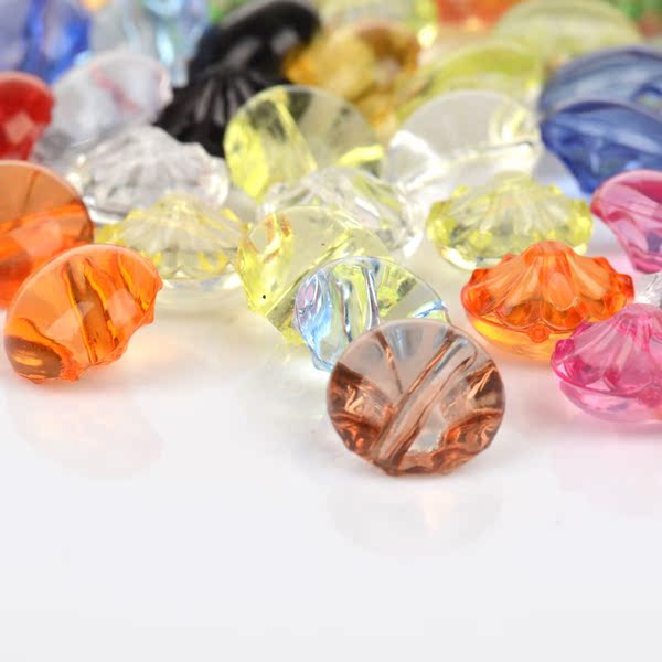 亚克力水晶糖果色透明花扣子儿童扣12mm