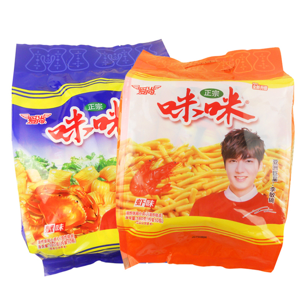 爱尚咪咪虾条儿时回忆零食180g(18g*10包) 虾味/蟹味