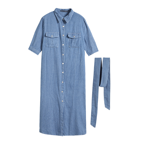 New striped denim shirt dress ML