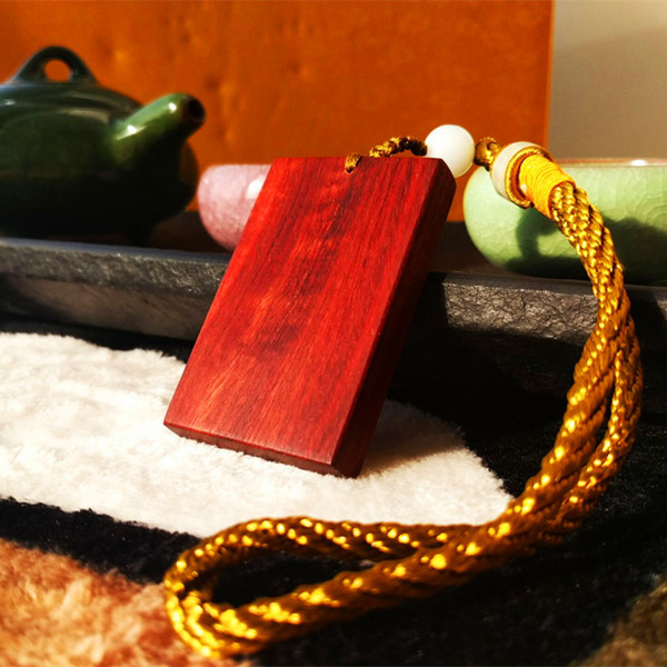 赞比亚血檀无事牌红木木头质挂件挂饰空白已打磨可雕刻木制工艺品