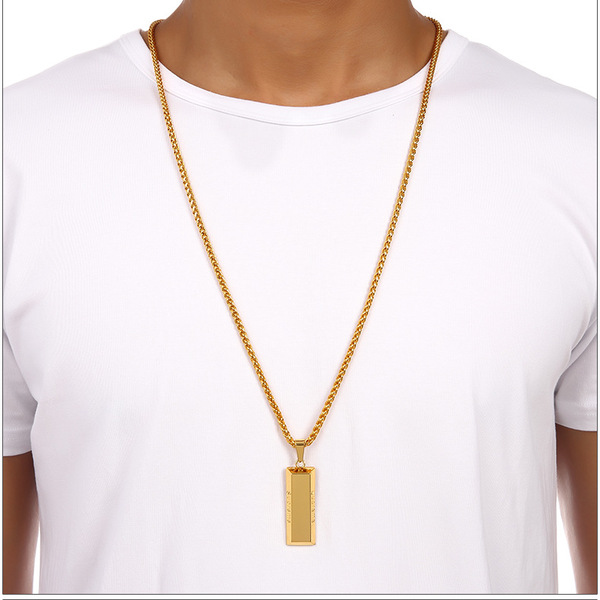 嘻哈hip hop style 18k金supreme方块金砖吊坠项链 夜店dj饰品