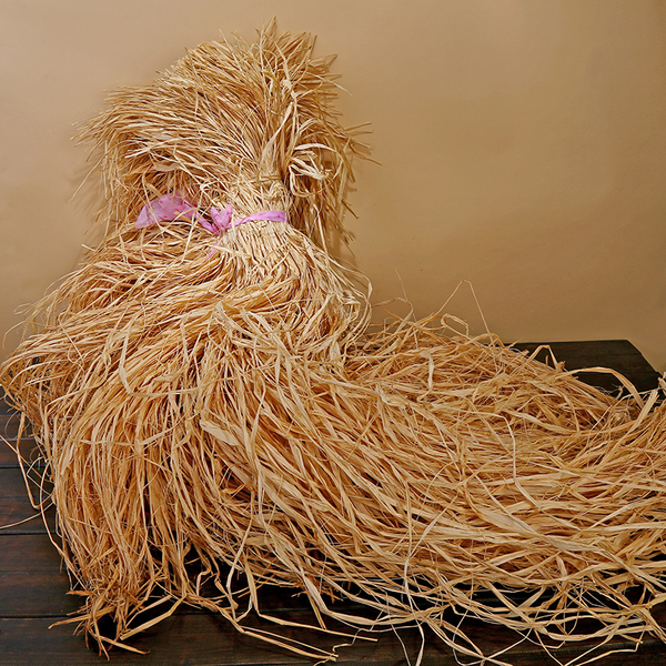 纯天然拉菲草礼品盒天然本色狗尾巴草包装材料diy手工编织草包装