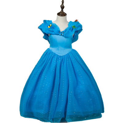 秋季女童儿童cinderrella灰姑娘公主裙超蓬裙摆精品纯棉里内礼服