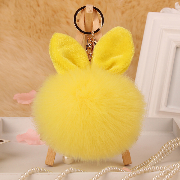 可爱超大兔耳朵毛球挂件毛球包包挂件仿兔毛钥匙扣挂饰毛毛绒球女