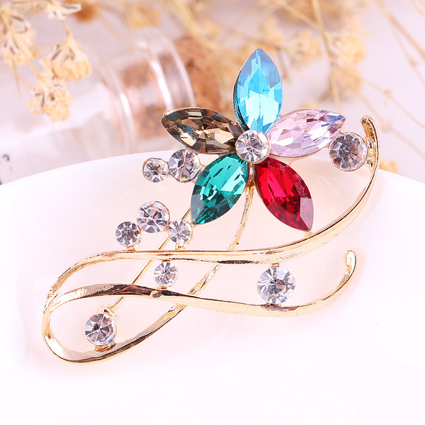 买二送一韩版时尚高档手工水晶彩钻动物花草合金胸针女别针正品