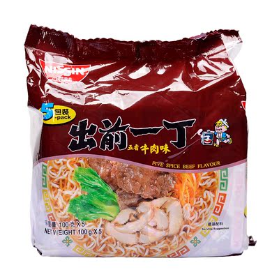 香港制造出前一丁五香牛肉味五连包100g*30包 进口方便面泡面食品