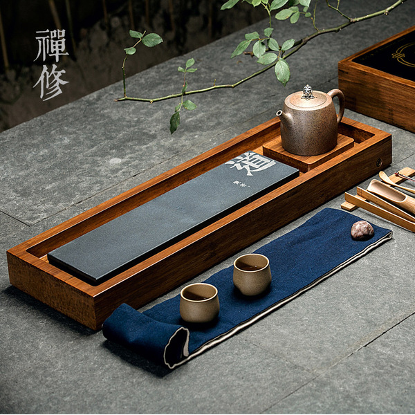 重竹茶盘实木排水式功夫茶具整块茶海干泡台乌金石台湾设计 禅修