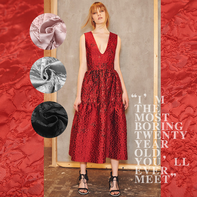 hd高定 立体原色浮雕工艺大花朵时装织锦面料布料 四色入布艺服装