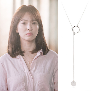 s925纯银太阳的宋慧乔同款双层项链女毛衣链长款简约韩国百搭后裔