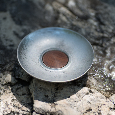 【手工】银锡釉杯托小茶托陶瓷茶杯垫茶杯托红木垫景德镇茶具