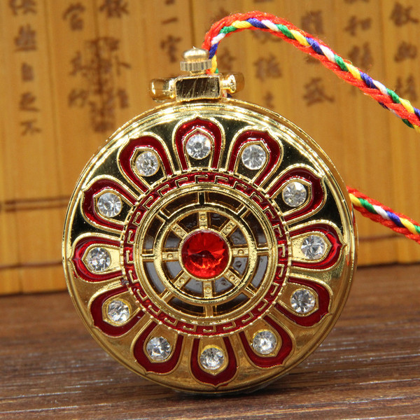 尼泊尔手工祥云彩绘十字金刚杵嘎乌盒挂坠圆形嘎乌盒吊坠密宗法器