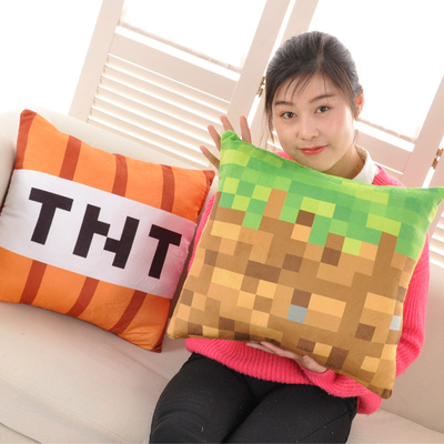 我的世界minecraft沙盘游戏周边抱枕tnt靠垫草坪抱枕炸弹方块抱枕