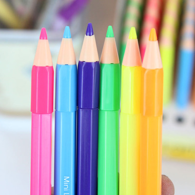 韩款可爱迷你粉彩笔彩色水笔中性笔记号标记笔黑色纸张用笔多色