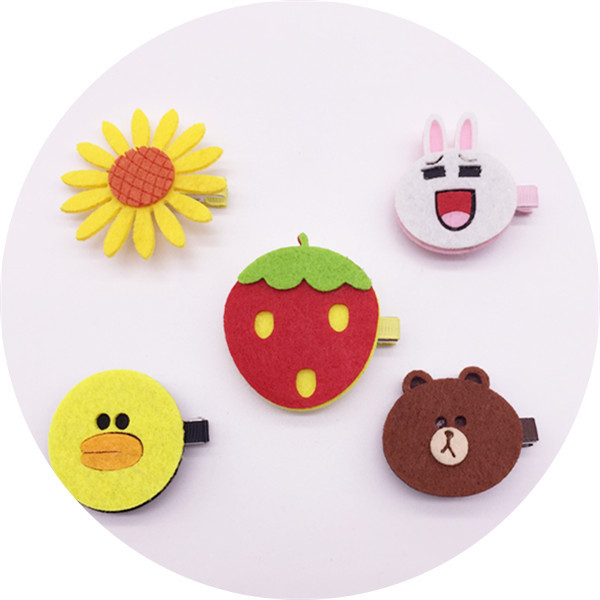 萌妈手工 韩国进口不织布发饰可爱儿童宝宝女童发夹发圈发卡边夹